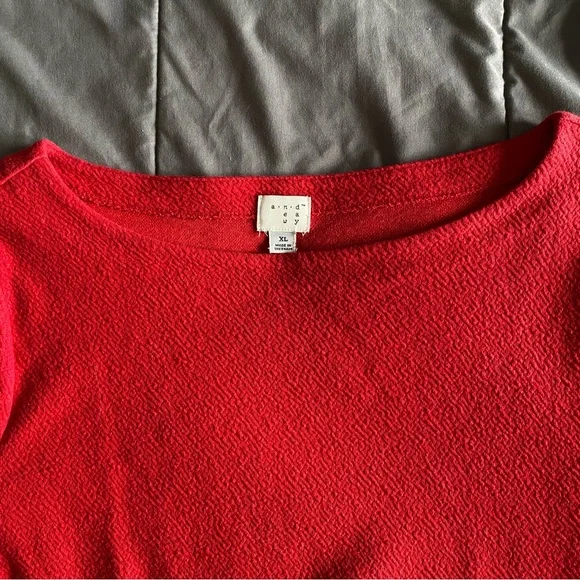 A New Day Women’s XL Red Bell 3/4 Sleeve Peplum Shirt Valentine’s Christmas - Picture 7 of 8